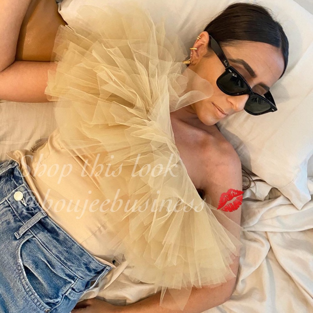 H&M One-Shoulder Top with Ruffled Tulle Trim - Picture 7 of 15